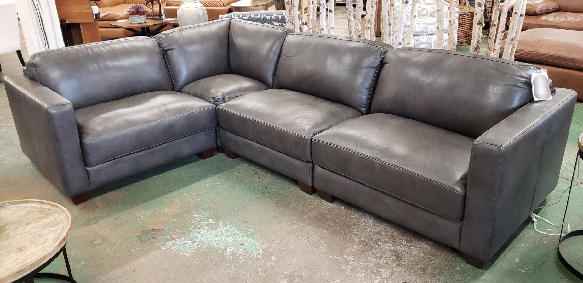 Sundance Charcoal 4Pc Leather Sectional