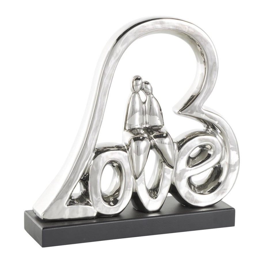 Silver Ceramic Love Sculpture