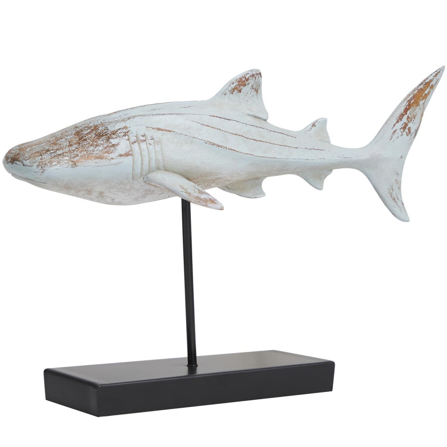 Light Blue Polystone Shark Sculpture