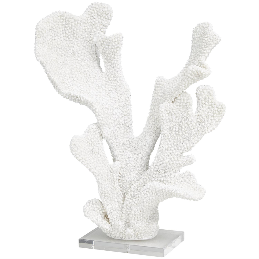 White Polystone Coral Tall Sculpture