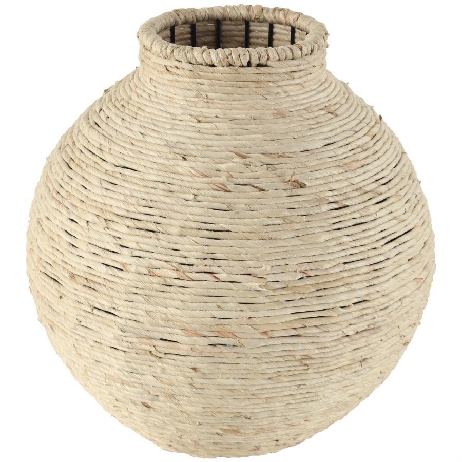 Beige Seagrass Wrapped Tall Vase