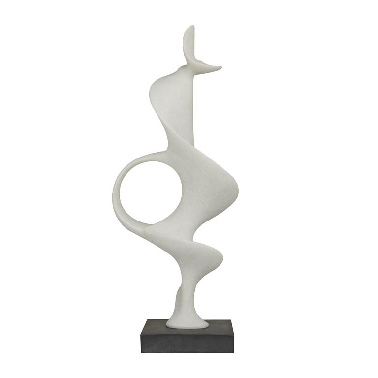 White Polystone Abstract Twirl Sculpture