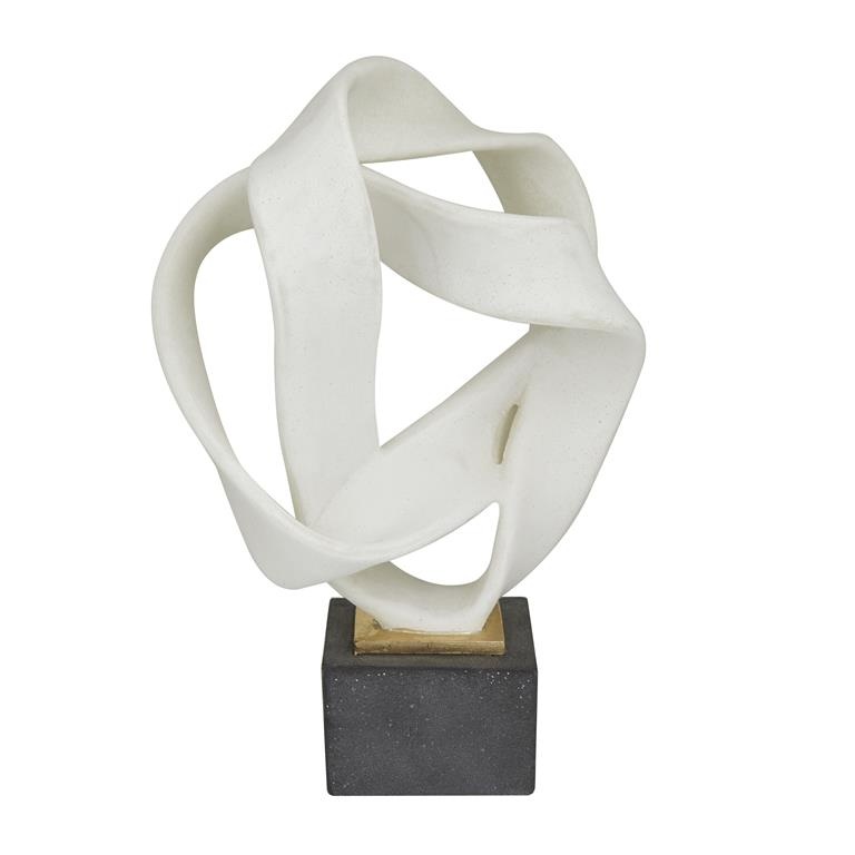 White Polystone Abstract Ribbon Sculpture